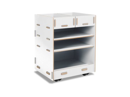 Roller containers with open compartments