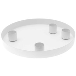 Metalltablett inkl. 4 magnetischen Kerzenhaltern, ø 20 cm, weiß