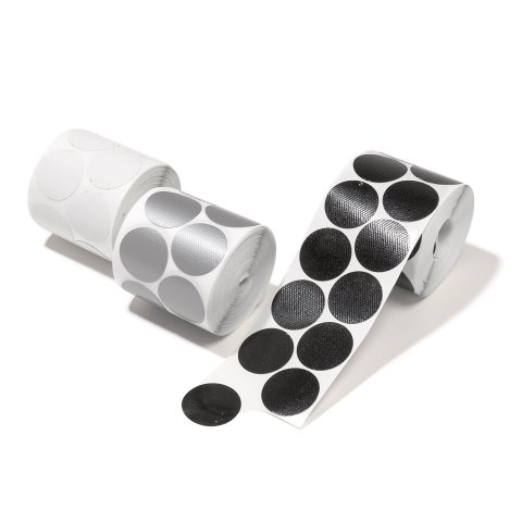 Puntos adhesivos para tejidos recubiertos de PE, redondos ø 30 mm, adhesivo fuerte, 50 piezas, blanco