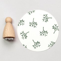Motivo Sello Madera, Floral, Muérdago pequeño, tamaño del motivo = 17 x 15 mm