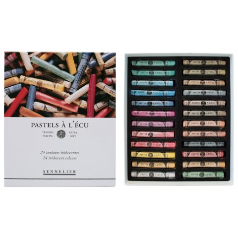 Sennelier à l'écu soft pastels, set cardboard box with 24 crayons, iridescent colours