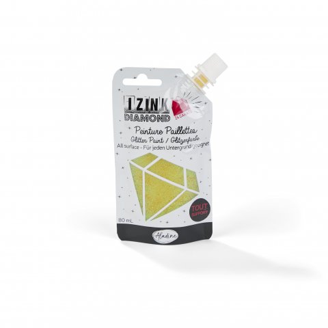 Izink Diamond, glittering paint 80 ml, waterproof, all surfaces, yellow