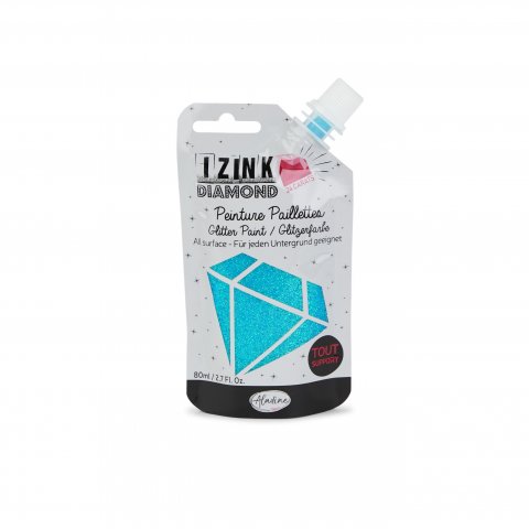 Izink Diamond, glittering paint 80 ml, waterproof, all surfaces, light blue