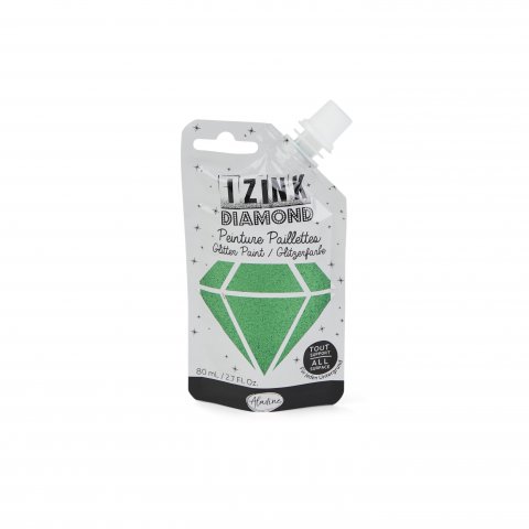 Izink Diamond, glittering paint 80 ml, waterproof, all substrates, dk green