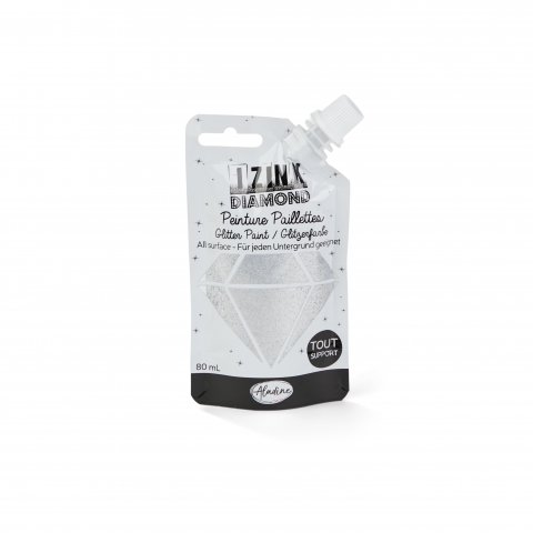 Izink Diamond, glittering paint 80 ml, waterproof, all surfaces, silver