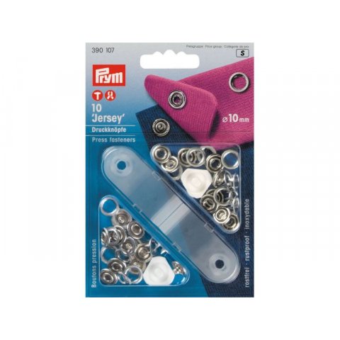 Prym jersey snaps, silver, glossy ring ø 10 mm, 10 pieces (390107)