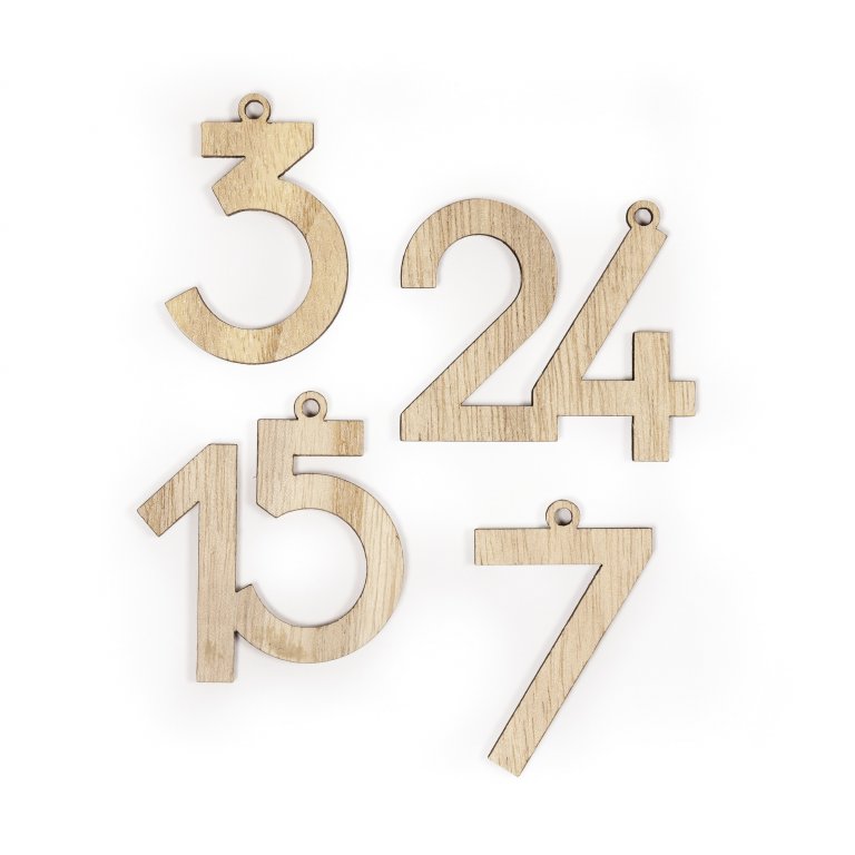 Advent calendar numbers made of wood