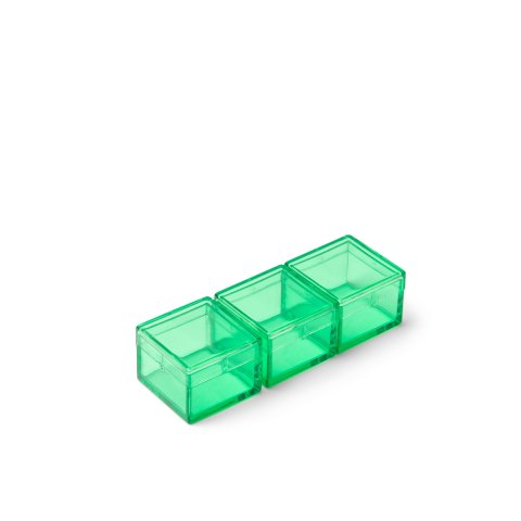 Plastic box Momabox series M, transparent Set no. 1, grass green, 2.5 x 2.5 x 1.9 cm,3 pieces