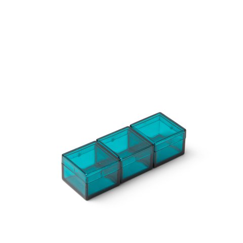 Plastic box Momabox series M, transparent Set no. 1, gas blue, 2.5 x 2.5 x 1.9 cm, 3 pieces