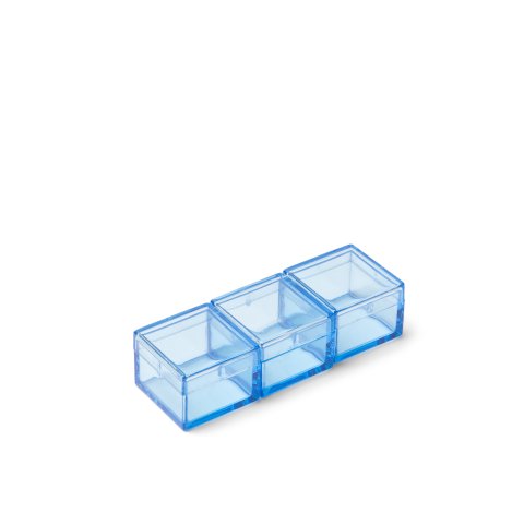 Scatola di plastica Momabox serie M, trasparente Set n. 1, blu cielo, 2,5 x 2,5 x 1,9 cm, 3 pezzi