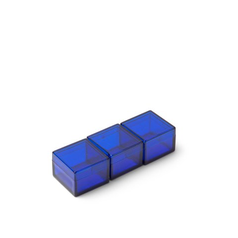 Plastic box Momabox series M, transparent Set no. 1, ocean blue, 2.5 x 2.5 x 1.9 cm, 3 pieces