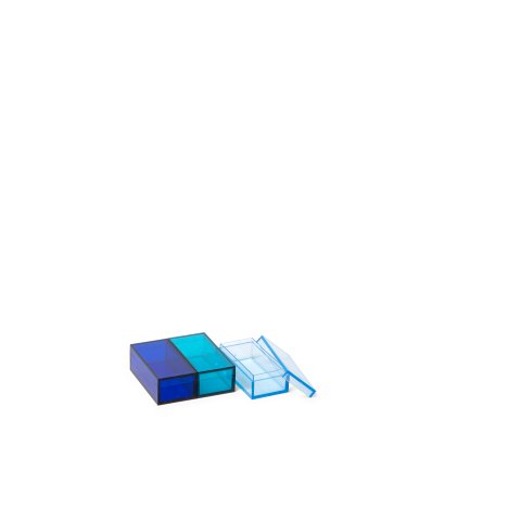 Kunststoffbox Momabox Serie M, transparent Set Nr. 2, blue, 2,5 x 5,1 x 1,9 cm, 3 Stück