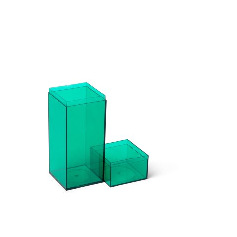 Plastic box Momabox series M, transparent No. 9, bottle green, 5.9 x 5.9 x 15.7 cm