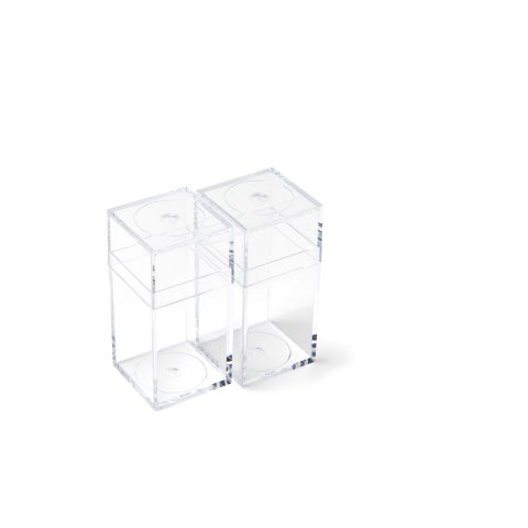 Plastic box Momabox series M, transparent Set no. 4, crystal, 3 x 3 x 6.2 cm, 2 pieces