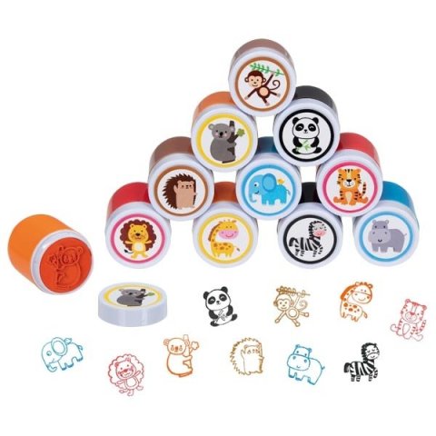 Plastic motif stamps ø = 3 cm, h = 4.5 cm, animals, mixed