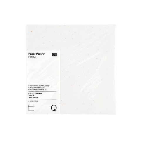 Paper Poetry Renew quadratische Kuverts haftkl. 160 x 160, 5 Stück, 01 offwhite/roségold