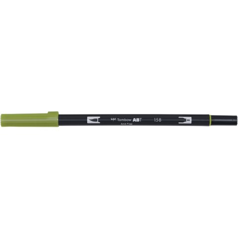 Tombow Dual Brush Pen ABT, 2 tips: Brush/Fine pen, dark olive