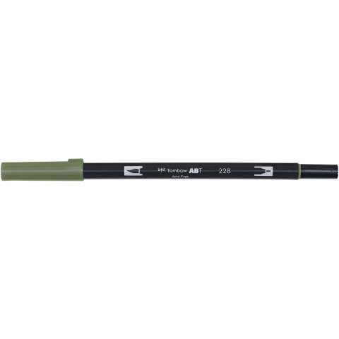 Tombow Dual Brush Pen ABT, 2 tips: Brush/Fine pen, grey green