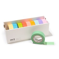 Mt Masking Tape, Washi cinta adhesiva uni, set Juego de 10 w= 15 mm, l= 7m color claro 2(MT10P003RZ)