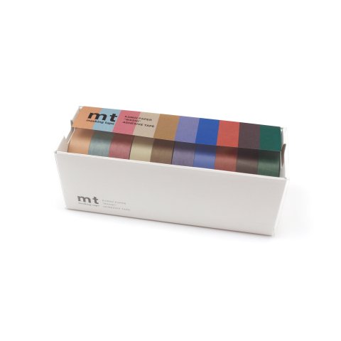Mt Masking Tape, Washi cinta adhesiva uni, set Juego de 10 w=15 mm, l=7m color apagado (MT10P5EZ)