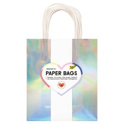 Folia Paper Bags With Twisted Paper Handle, M: 210 x 180 x 80 mm, iridescent glossy