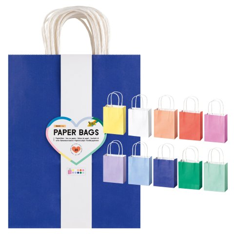 Folia Paper Bags With Twisted Paper Handle L: 310 x 240 x 120 mm, basic, assorted colors, 20 pcs.