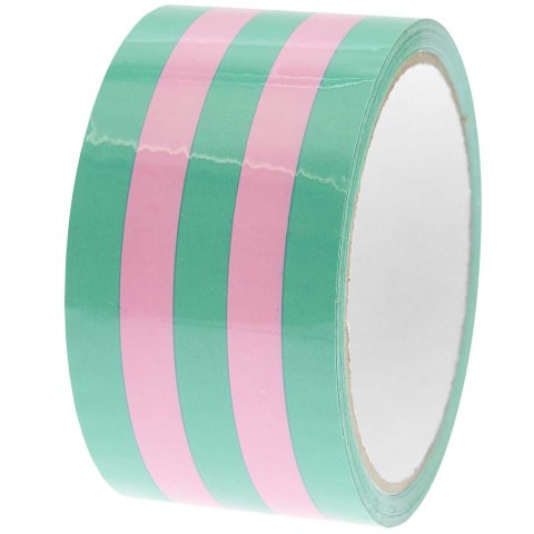 Cinta adhesiva decorativa de papel para poesía 50 mm x 32 m, rayas rosa/verde