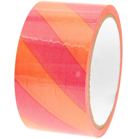 Cinta adhesiva decorativa de papel para poesía 50 mm x 32 m, rosa neón/naranja a rayas