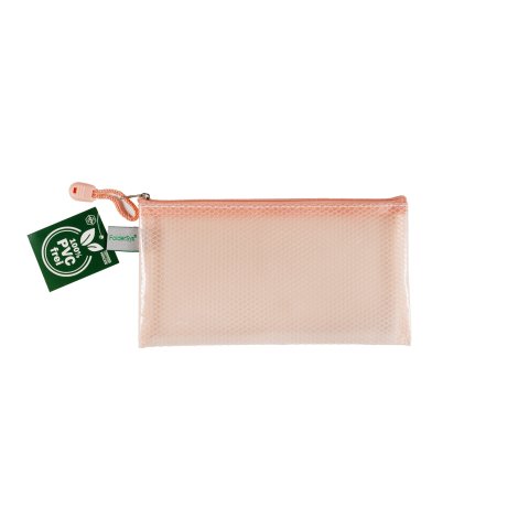 Bolsa Candy EVA con cremallera (sin PVC) 120 x 220 mm para DIN largo, albaricoque transparente