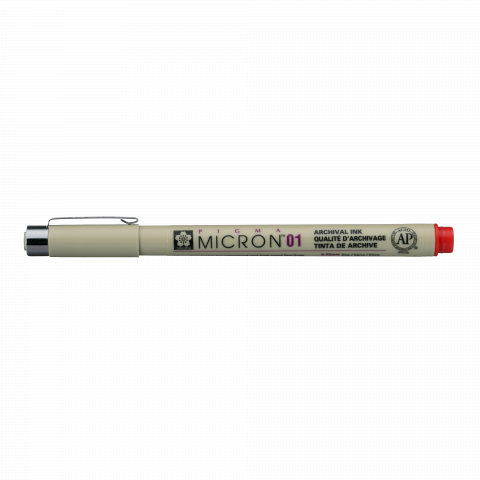 Sakura Fineliner Pigma Micron Stift 01, Strichbreite 0,25 mm, rot