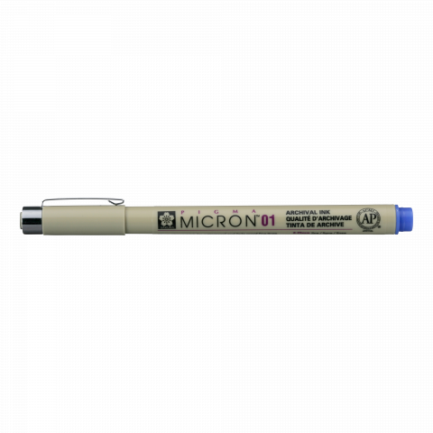 Sakura´s Micron Pigma pen pen 01, line width 0,25 mm, blue