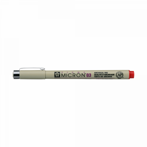 Sakura Fineliner Pigma Micron Stift 03, Strichbreite 0,35 mm, rot
