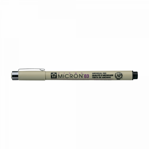 Sakura Fineliner Pigma Micron Stift 03, Strichbreite 0,35 mm, schwarz