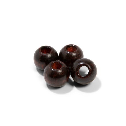 Beechwood beads set ø 25,0 x 10,0 mm, round, 4 pieces, dark brown