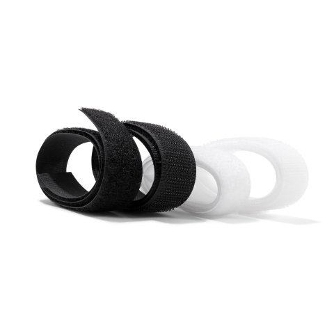 Velcro tape standard, set b = 20 mm, white, hooks + loops (bag), each 0.5 m