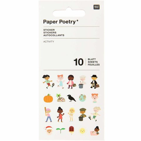 Paper Poetry Sticker Book 70 x 150 mm, 10 sheets, Activity