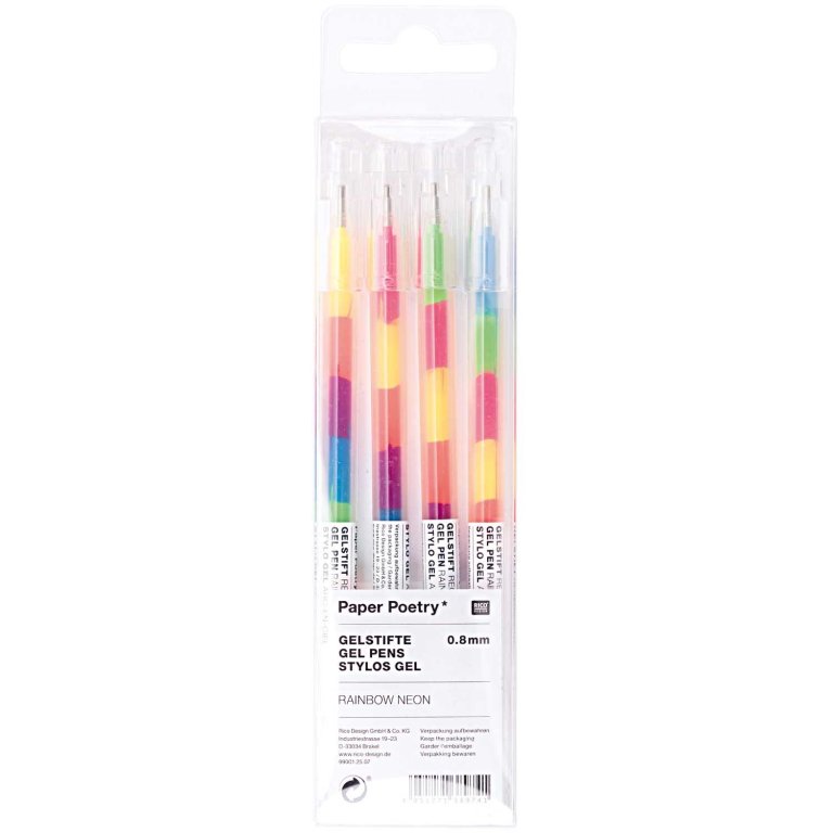 Set de bolígrafos de gel arco iris neón
