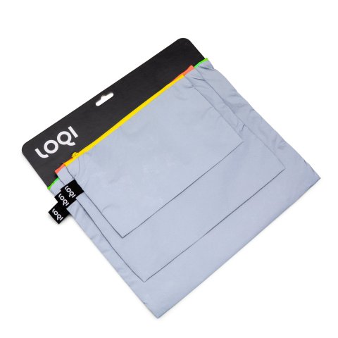 Loqi Reißverschlussbeutel Zip Pockets reflective Set, 3 Größen, neonfarbene Reißverschlüsse