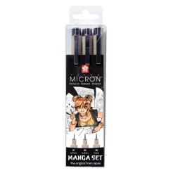 Sakura Fineliner Pigma Micron, Manga Set, 3 Stifte, 01, 05, 08, schwarz