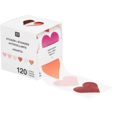 Sticker pack, roll 120 pieces, hearts