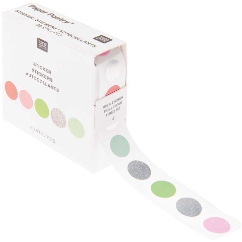 Sticker pack, roll 80 pieces, mini stickers dots