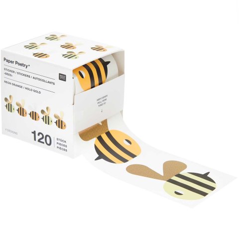 Sticker pack, roll Ø 50 mm, 120 pieces, bees
