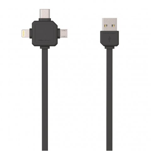 allocacoc USB-Kabel one cable for all USB-C, Apple® Lightning, Mikro-USB, grau, 1,5 m