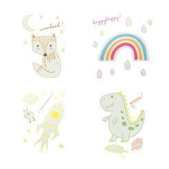 Fabric stickers for ironing on, phosphorescent