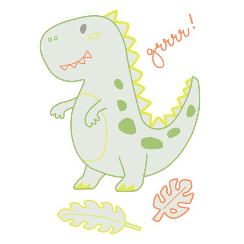 Fabric stickers for ironing on, phosphorescent 100% polyester, dinosaur