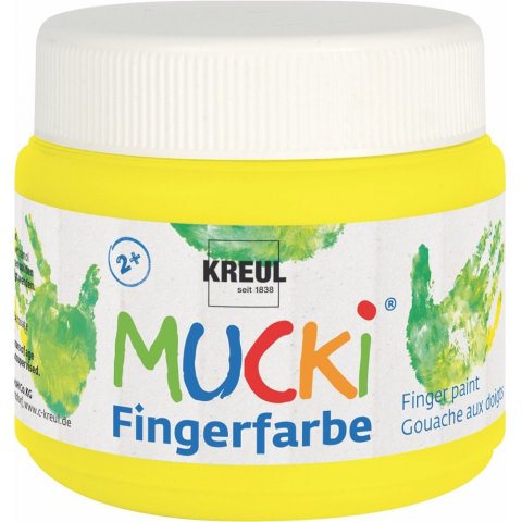 Pintura para los dedos, Mucki Tarro de plástico 150 ml, amarillo neón