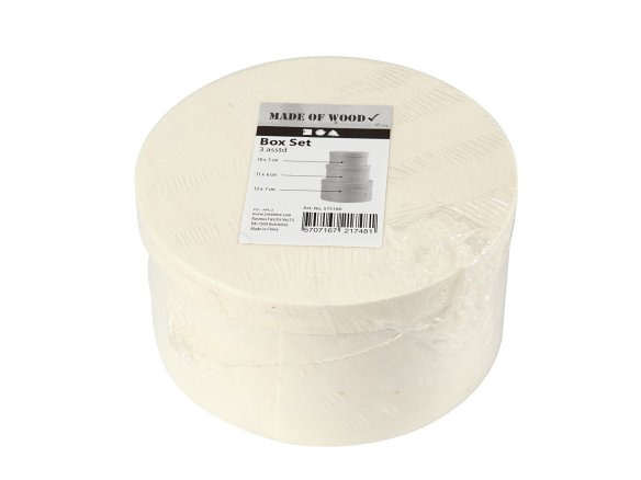 round wooden box set, raw