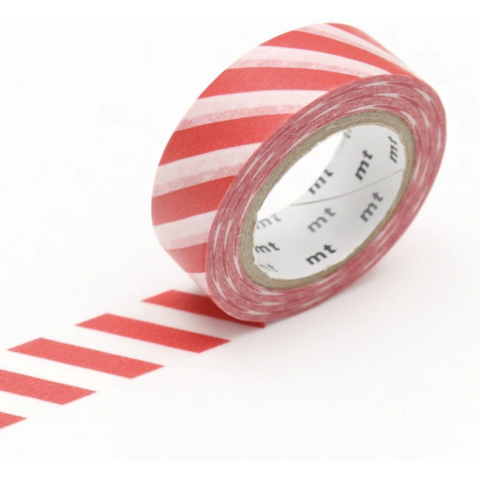 Mt 1P Deco Washi Klebeband gemustert b= 15 mm, l= 7 m stripe red (MT01D371RZ)