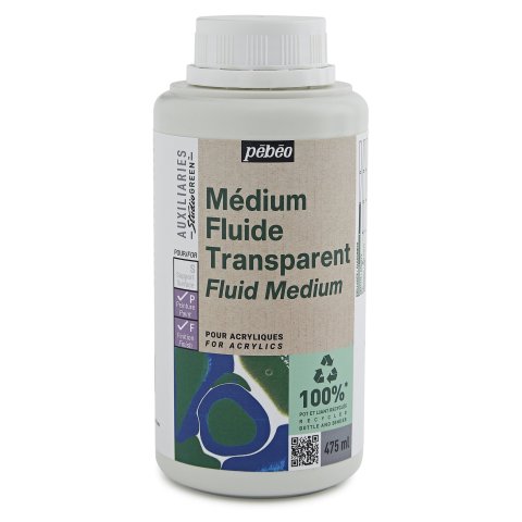 Pebeo Fluido y Transparencia Medio Studio Verde Bidón de plástico 475 ml, seda mate, transparente