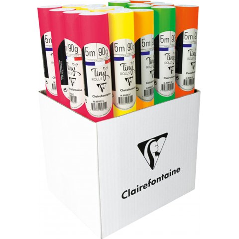 Clairefontaine Geschenkpapier Rolle Tiny Rolls 90 g/m², b = 35 cm, l = 5 m, farbig sortiert, neon